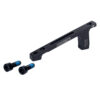 白地に黒メタルの「BRACKET POST MOUNT TO POSTMOUNT」ローターサイズアダプターと、その横に青ネジの取り付けボルト2本が描かれている。.