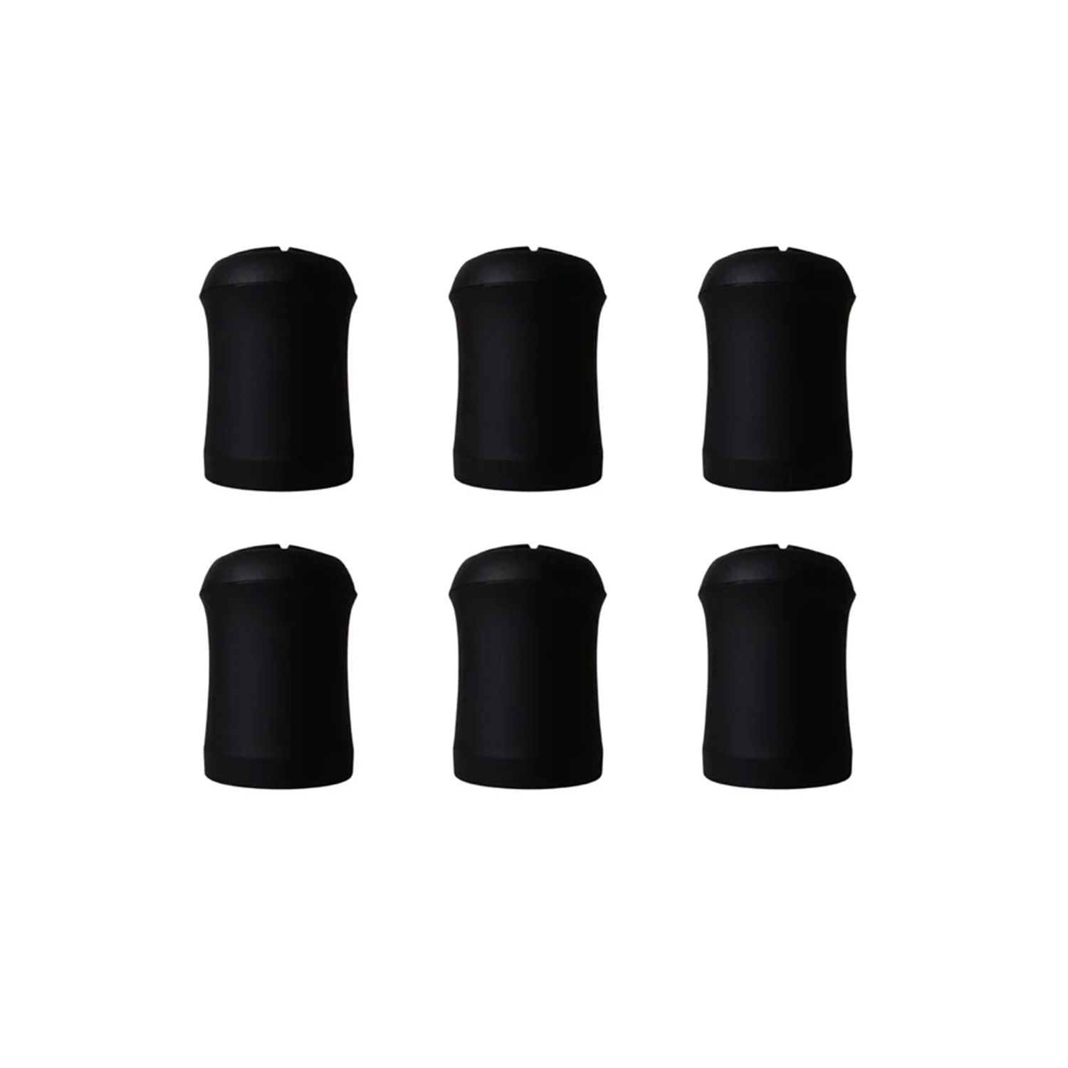 CLIK SOFT DUST CAPS BLACK6個セット。同じ黒いキャップが3個ずつ2列に並んでいます。.