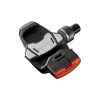 KEO BLADE CERAMIC VISION 12 BLACKは、白地に赤のリフレクターが映える、黒とシルバーのクリップレス自転車ペダル。.