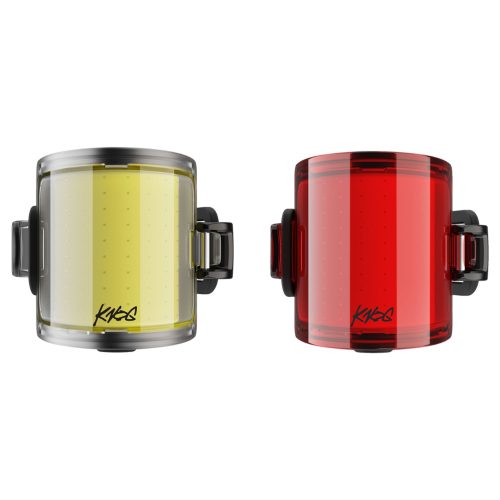 黄色と赤色の自転車用ライトが並んだ製品画像